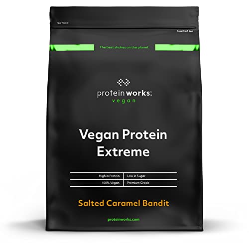 Protein Works - Proteína Vegana Extreme - 100% A Base De Plantas - Mezcla De 5 Proteínas - Proteína Vegetal En Polvo - 28 Licuados - Caramelo Salado - 1kg