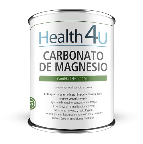 H4U Carbonato de Magnesio 110 g en polvo - Suplemento para combatir el cansancio y la debilidad física