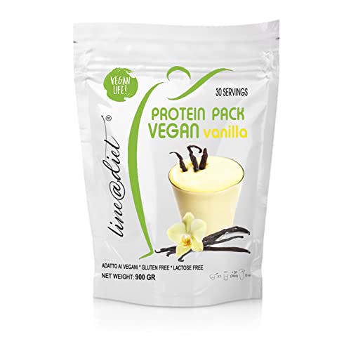 Shake proteico vegano 900g VAINILLA | SIN GLUTEN | SIN LACTOSA | Shake proteico vegano línea@diet, 30 raciones con 80% de PROTEÍNA para deportistas y fitness.