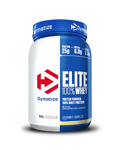 Dymatize Elite 100% Whey Gourmet Vanilla 942g - Pulverizador de adecuada Poteína y Baja Azúcar + Proteína de Suero y BCAA