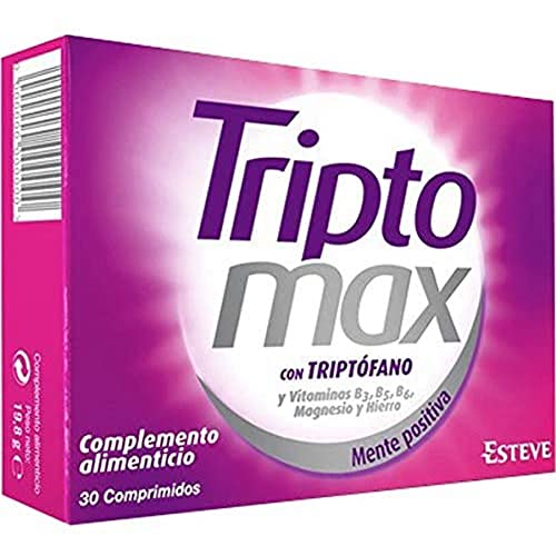 TRIPTOMAX - Complemento Alimenticio para Regular el Estado Anímico, Compuesto de Triptófano + Vitaminas del Grupo B+ Hierro+ Magnesio, 30 Comprimidos