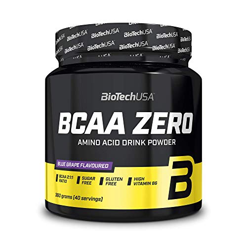 BioTechUSA BCAA Zero - Aminoácidos Esenciales en Polvo | 6g BCAA con L-Leucina Instantánea | Vegano | Sin Azúcar, Sin Lactosa, Sin Gluten, 360 g, Uva azul