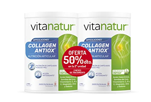 Vitanatur - Collagen Antiox (1), Complemento Alimenticio con Colágeno, Vitaminas A, C, D y E, Magnesio, Zinc y Selenio, con Acción Antioxidante (1), Nutrición de Cartílagos Huesos y Piel (1) - 2x360 g