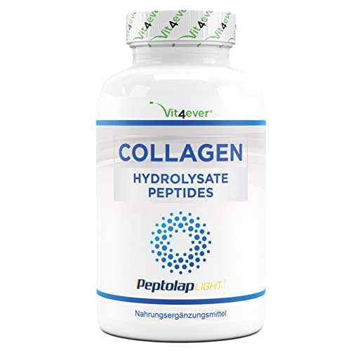 Colágeno - 240 cápsulas - 1500 mg por porción diaria - Premium: 100% péptidos hidrolizados de colágeno bovino de Peptolap Light - Alta dosis