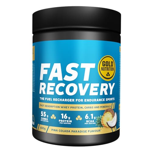 FAST RECOVERY | Recuperador muscular con BCAA, Carbohidratos y Proteína Aisalada de Suero | GoldNutrition | Sabor Piña Colada 600g
