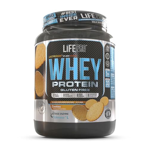 Life Pro Whey 1Kg | Suplemento Deportivo, 78% Proteína de Concentrado de Suero, Protege Tejidos, Anticatabolismo, Crecimiento Muscular y Facilita Períodos de Recuperación, Sabor Cookies