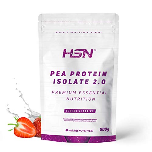 HSN Proteína de Guisante Aislada Sabor Fresa 500 gr = 17 Tomas | 100% Vegana | Pea Protein Isolate | No-GMO, Sin Gluten, Sin Soja ni Azúcares añadidos