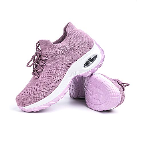 Hitmars Zapatillas Deportivas de Mujer Zapatos Running Fitness Gym Outdoor Sneaker Casual Mesh Transpirable Comodas Calzado Rosa 1 Talla 41