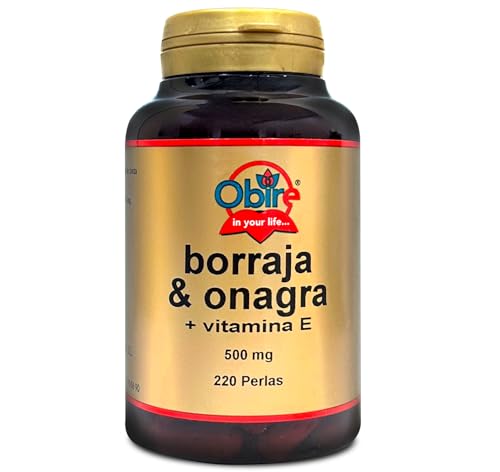 Obire | Aceite de Borraja + Vitamina E 500 mg | 220 Perlas | Contribuye a Aliviar los Síntomas Menstruales | Antioxidante | Ayuda a Aumentar tu Rendimiento Físico y Mental