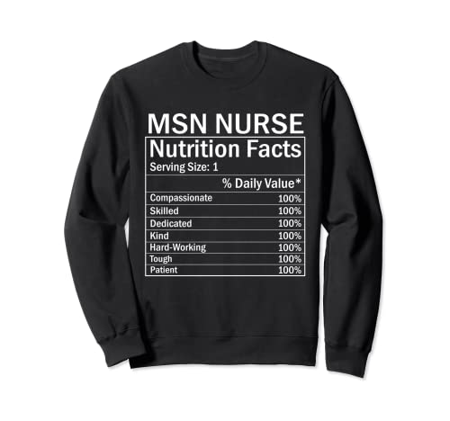Acción de Gracias Navidad Funny MSN Nurse Información nutricional Etiqueta Sudadera