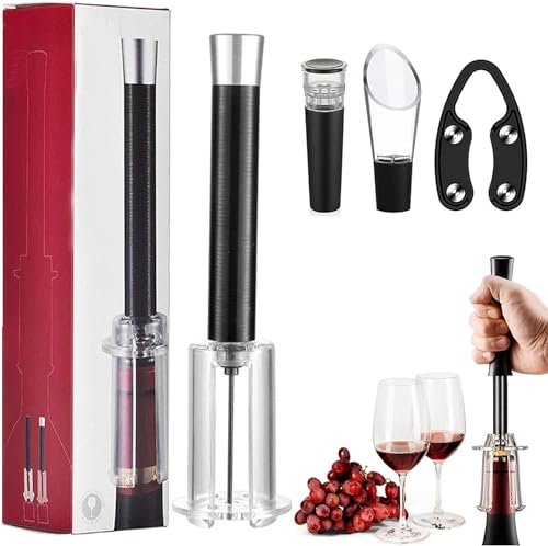 MIOKUKO Wino On The Go Wine Opening Set, Air Pressure Pump Wine Opener Set, Portable Bottle Opener Pump Needle, Easy Cork Remover Corkscrew, with Cutter Aerator Pourer Vacuum Wine Stoppers
