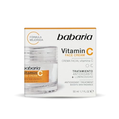 Babaria - Crema Facial con Vitamina C y E, Tratamiento Antioxidante y Protector, Aporta Luminosidad, Apto para Pieles Grasas, Vegano, 50 ml