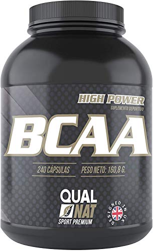 BCAA aminoacidos – Suplemento Deportivo con Aminoácidos Esenciales - Bcaa capsulas 240 - Complemento para Aumentar el Rendimiento Físico - Promueve la Recuperación Muscular - QUALNAT