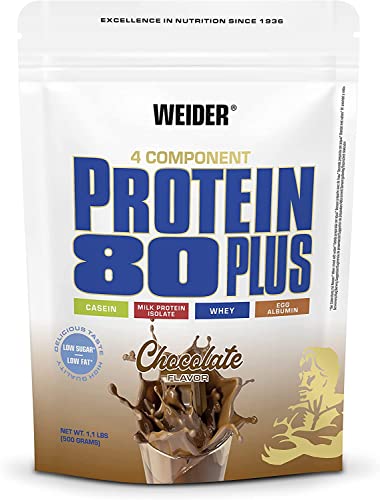 Weider Protein 80 Plus, Proteina de suero de suero de leche, Sabor Chocolate, 500 gr