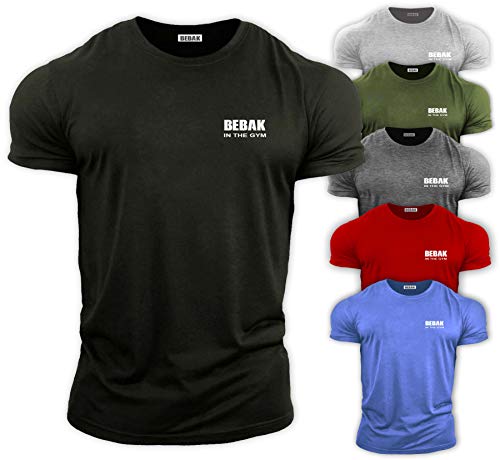 BEBAK - Ropa de gimnasio para hombre, camiseta de gimnasio, camiseta de culturismo, ropa de gimnasio, camiseta de entrenamiento inspirada en Arnold Schwarzenegger, negro azabache, L