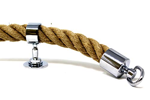 SEILFLECHTER - Juego de Cuerdas de pasamanos | Consta de 5 m de Cuerda de cáñamo en guindaleza Ø 30 mm, Dos Tapas y Cinco Soportes intermedios | Latón Cromado