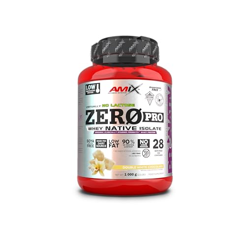 Amix - Zero Pro Protein - Suplemento Alimenticio - Mejora del Rendimiento - Contiene Aminoácidos Bcaa - Glutamina en Polvo - Nutrición Deportiva- Sabor a Doble Chocolate Blanco - Bote de 1 Kg