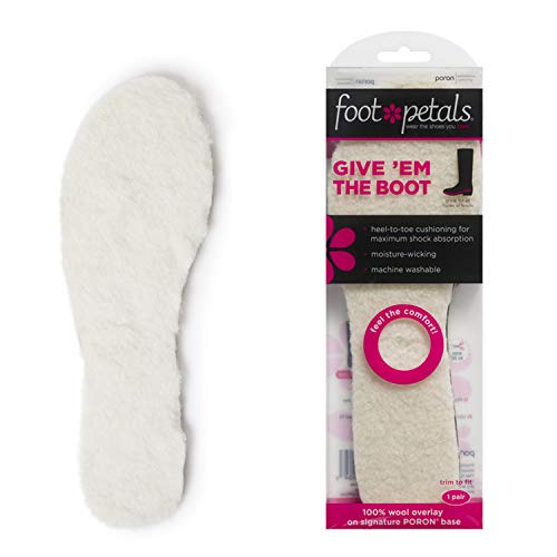 Foot Petals Give 'Em The Boot - Plantilla de lana para mujer, color blanco roto Talla: M