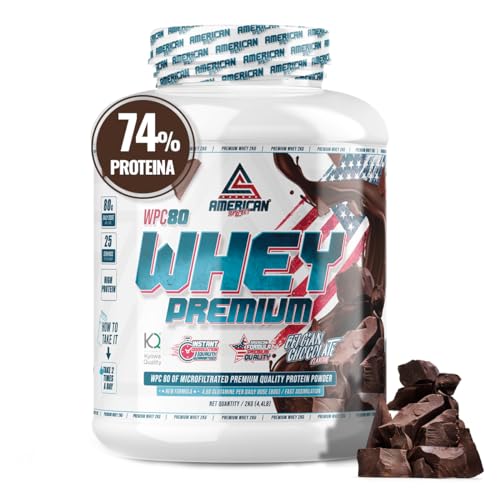 AS American Suplement | Premium Whey Protein 2 Kg | Chocolate | Proteína Suero de Leche | Aumentar Masa Muscular | Alta Concentración Proteína WPC80 Pura | L-Glutamina Kyowa Quality®