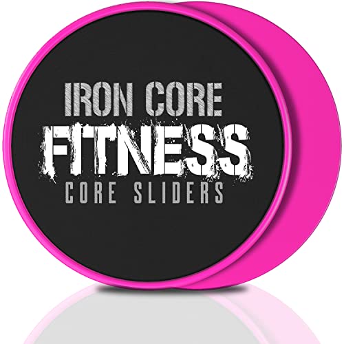 Iron Core Fitness 2 discos deslizantes de doble cara para entrenamiento de núcleo de entrenamiento | gimnasio, hogar abdominales y total | Para uso en todas las superficies, #4 Rosa neón