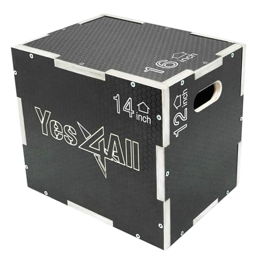 Yes4All CFL8 3 en 1 Caja de Madera con Superficie Antideslizante, 40.6 cm x 35.5 cm x 30.4 cm, Plataforma Pliométrica para Entrenamiento de Salto, Cajas de Salto para Gimnasio en Casa