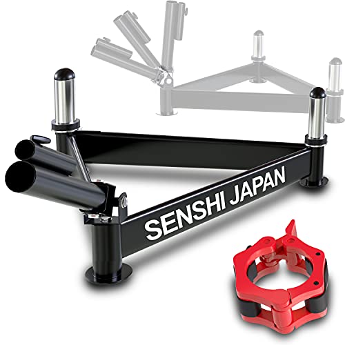 Senshi Japan Plataforma de fila de barra en T, base triangular para levantamiento de pesas, remo, plataforma de remo en T para entrenamiento con fijación