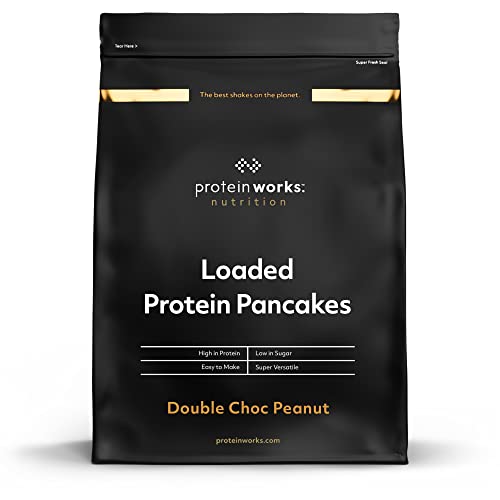 Protein Works| Loaded Tortitas Proteicas | Alto En Proteínas, Bajo Ig, Mezcla De Tres Proteínas | Double Choc Peanut | 500g
