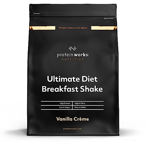 Protein Works| Batido de desayuno dietético | Crema de Vainilla | Desayuno para llevar | Alto en proteínas y bajo en azúcar | 500g