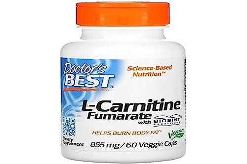 Doctor's Best L-Carnitina Fumarato, 855mg - 60 vcaps - Suplemento Energético y de Apoyo al Metabolismo
