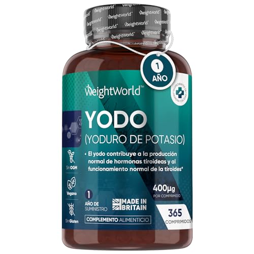 Yodo Suplemento 400 mcg de Yoduro de Potasio - 365 Comprimidos de Yodo Puro Veganos | Contribuye a la Producción Normal de Hormonas Tiroideas de la Tiroides, Sin Gluten, para 1 año