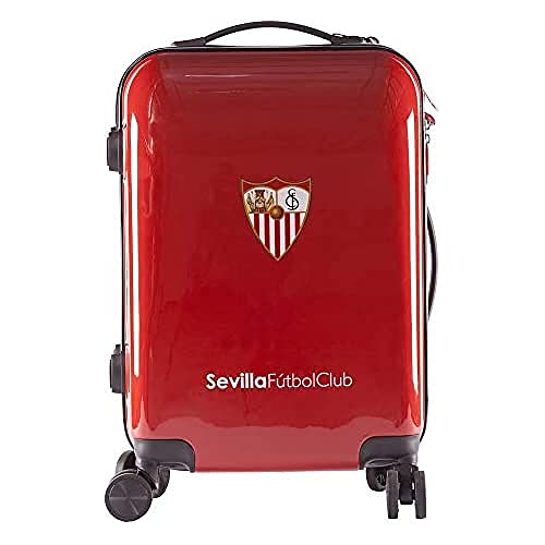 Sevilla Fútbol Club - Maleta de Viaje - Compatible con Todo Tipo de Aerolíneas - Sistema de Cierre de Seguridad TSA - 8 Ruedas Giratorias - 55x40x20 cm - 2,8 kg - Producto Oficial