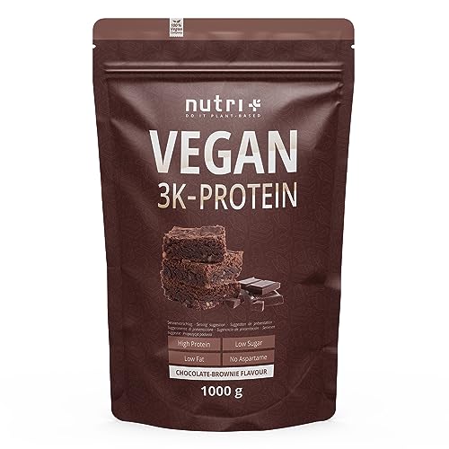 Nutri + Vegan Protein Powder Brownie de Chocolate Vegano - 1000g Proteína 3k Multicompuesta sin Lactosa - Origen Vegetal