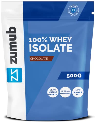 Zumub 100% Whey Protein Isolate Chocolate 500g - Proteína en Polvo Whey Isolate: Aislada de Suero de Leche - Ideal para Batidos de Proteínas para Masa Muscular: 16 porciónes