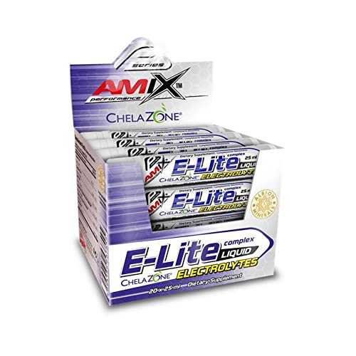 AMIX - Complemento Alimenticio E-Lite Electrolitos en Formato Líquido - 20 Sobres de 25 ml - Aporte de Vitaminas y Electrolitos - Ayuda a Mejorar el Rendimiento - Sabor Arándanos
