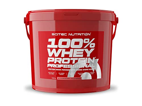 Scitec Nutrition 100% Whey Protein Professional 5 Kg - Fórmula Mejorada Sin Gluten Ni Azúcares Sabor Fresa