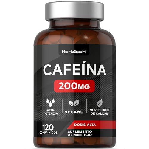 Cafeína Anhidra 200 mg | 120 Comprimidos Veganas | Suplemento de Caffeine en Dosis Altas | by Horbaach