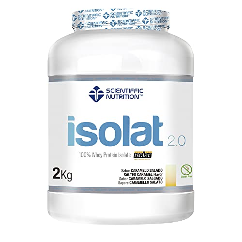 Scientiffic Nutrition - Isolat 2.0, Whey Protein, Suplemento de Proteina Aislada ISO con Lactasa, Proteina de Suero de Leche en Polvo - 2Kg, Caramelo Salado.