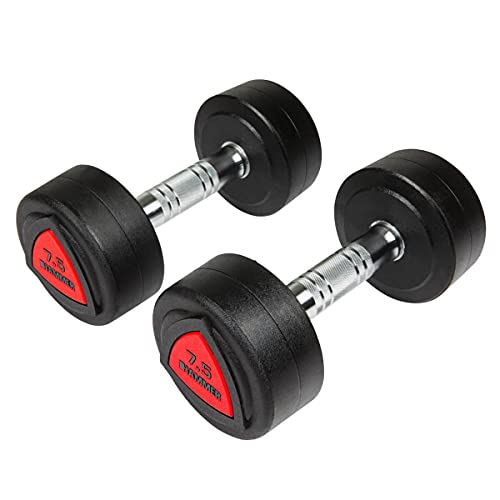 Hammer Fitness - Mancuernas (poliuretano, 7,5 kg), color negro, tamaño 7.5kg