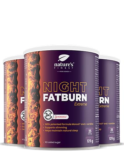 Nature's Finest by Nutrisslim Night Fatburn Extreme | Quemagrasas potente para adelgazar rapido y efectivo | Perder peso con Morosil, L-carnitina y Valeriana | Para Mujeres y Hombres | Sin Gluten