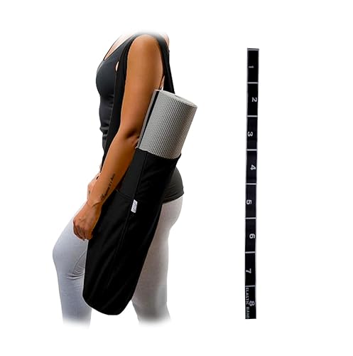 Bolso Yoga Bolsa para Esterilla de yoga con 3 bolsillos para accesorios Mochila tela para pilates yoga fitness y Cinturon estiramientos piernas Cinta estiramientos Flexband Cintas elasticas