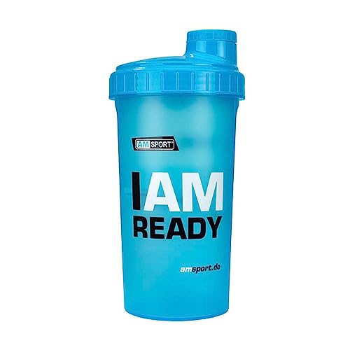 AMSPORT Coctelera de proteínas con tapa de rosca, sin BPA, 700 ml, lista para el IAM Ready, colador