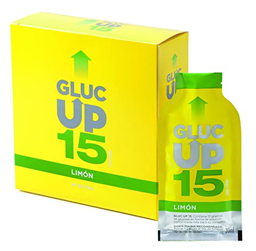 Gluc Up Gluc Up 15 - Glucosa, Sticks 30 ml. x 10 uds, Sabor limón, Indicado para bajadas de glucosa 140 ml