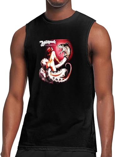 Whitesnake - Camiseta sin mangas para hombre, camiseta sin mangas para entrenamiento, gimnasio, musculación, fisicoculturismo, fitness, cuello redondo, Negro, 54