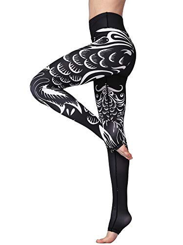 FLYILY Pantalón Deportivo de Mujer,Yoga de Cintura Alta,elásticos y Transpirables para Mujer,Impresión de Fitness Gym Yoga Pantalon(Blacktail,S)