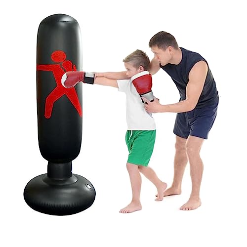 Saco de Boxeo Hinchable de Niños Bolsa de Boxeo Independiente,Pie para Practicar Karate,Adecuado Tanto para Adultos como para niños, para Fitness, 160cm Color Negro