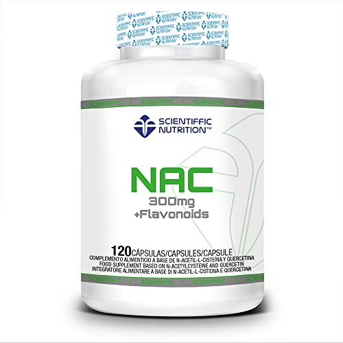 Scientiffic Nutrition - NAC + Flavonoids 300mg, N-Acetil-L-Cisteina, Potente Antioxidante, Reduce la Inflamación Muscular, aumenta los Niveles de Glutatión - 120 cápsulas