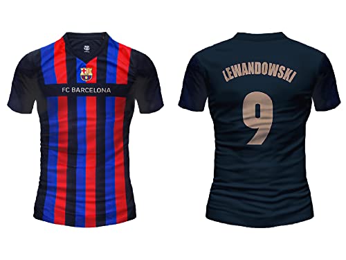 Camiseta de fútbol de Robert Lewandowski. Camiseta Blaugrana Número 9 Personalizada Réplica Oficial Autorizada. (XXL)