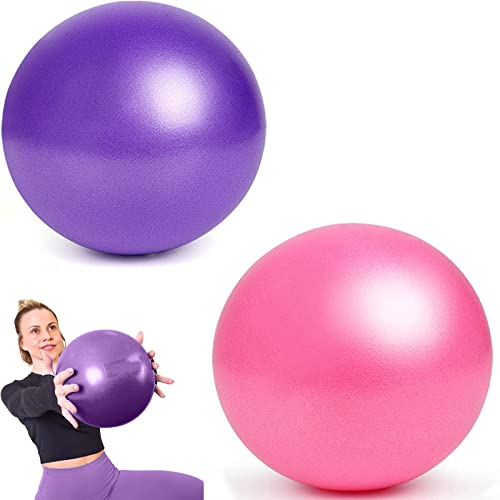 Mini pelota de pilates, 2 mini pelotas de pilates, pelota de PVC blando, pelota de yoga pilates, pelota de fitness pilates, entrenamiento y fisioterapia para el hogar, el gimnasio(rosa, púrpura)