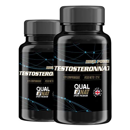 Testosterona Pura - Suplemento Alimenticio - Formato de 120 Comprimidos - Aumenta la Resistencia y la Masa Muscular - Suplemento Deportivo para Mejorar la Fuerza y Resistencia - QUALNAT