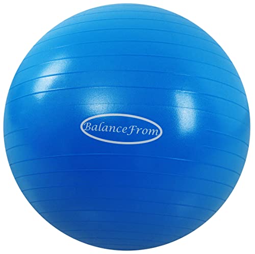 BalanceFrom Pelota de Ejercicio antiestallidos y Antideslizante, Pelota de Yoga, Pelota de Fitness con Bomba rápida, Capacidad de 2 Libras (68-75 cm, XL, Azul)
